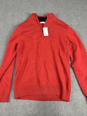 H2H Men's Red Half-Zip Ribbed Trim Sweater Size L NWT